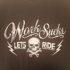 Work Sucks Lets Ride Mens M Motorcycles Skeleton T Shirt Black Gildan Biker