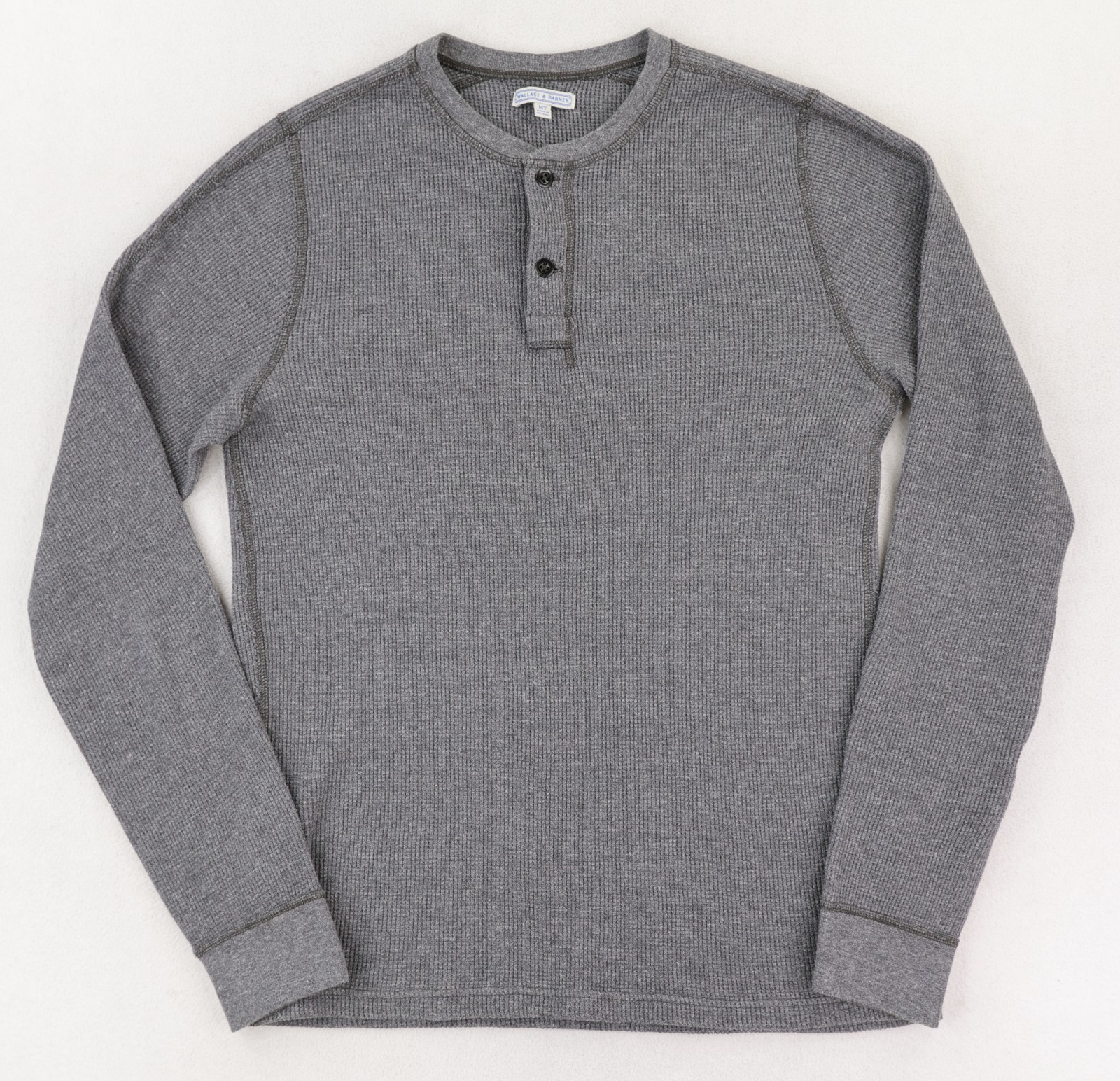 Wallace & Barnes Waffle Henley Shirt Men's Medium Tall Gray Thermal Long Sleeve gallery