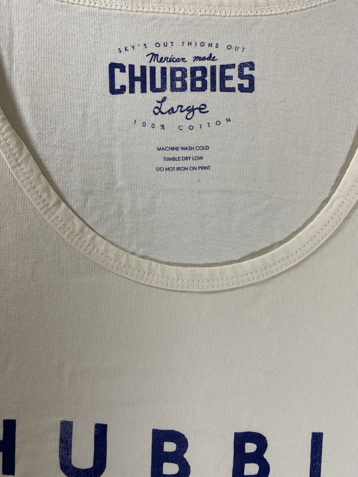 Chubbies Tank Top Mens Large Ivory 4th Of July Cotton Scoop Neck Muscle Tee Butt gallery