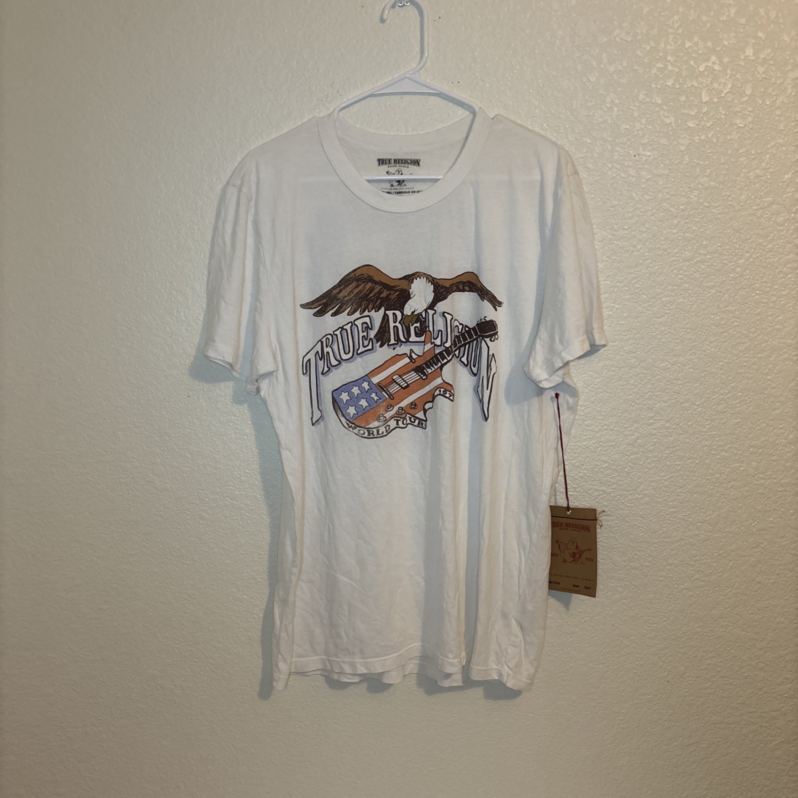 True Religion T Shirt Guitar Bald Eagle World Tour 1971 Rock & Roll Festival XL gallery