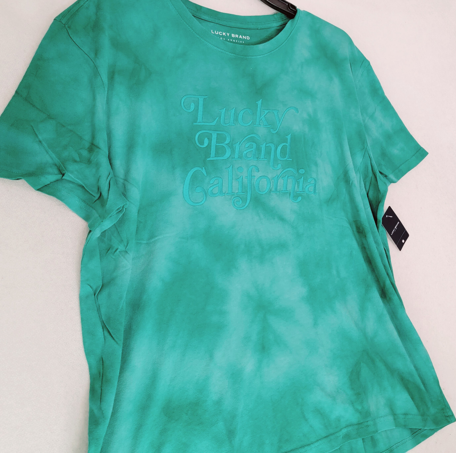 Lucky Brand TIE DYE SHIRT Mens Extra Large XL GREEN Casual Embroidered NWT gallery