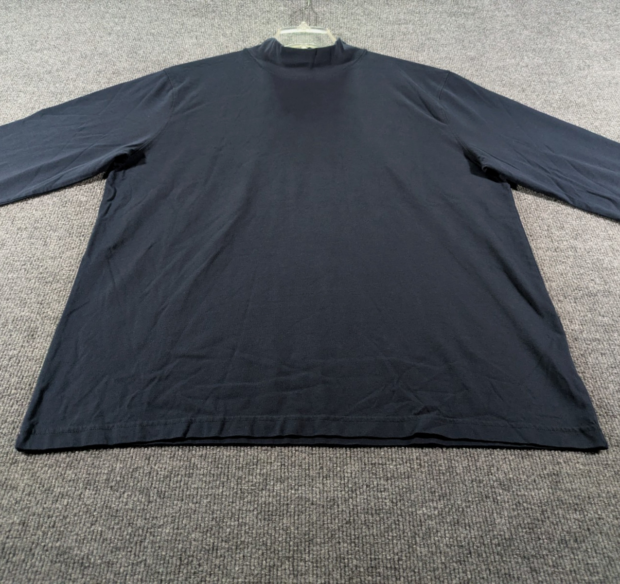 LL Bean Mock Neck Shirt Mens Large Navy Long Sleeve Tee 100% Cotton 508112 gallery