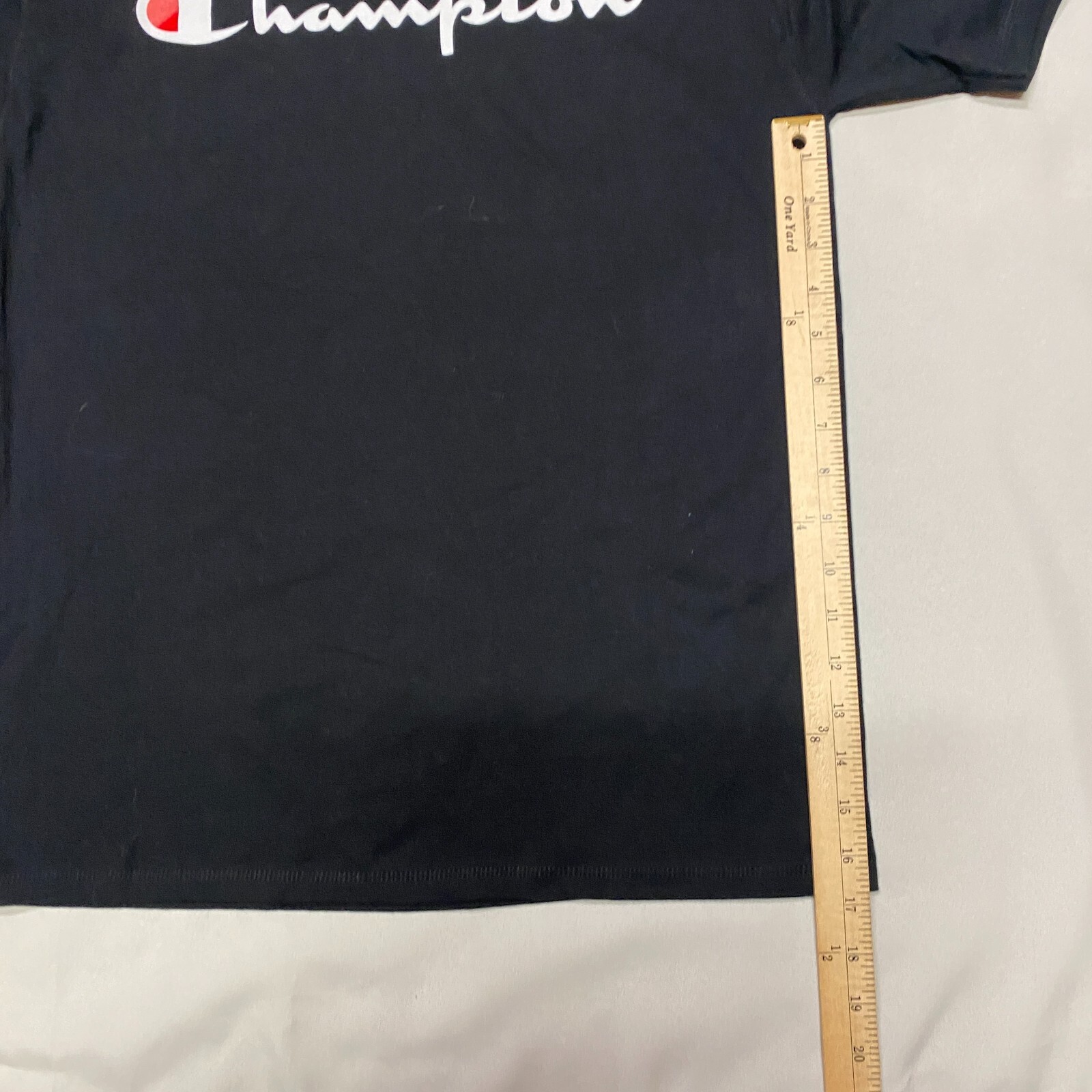 Champion Short Sleeve T-Shirt Velour Spellout Logo Men Medium Black Trendy Crew gallery