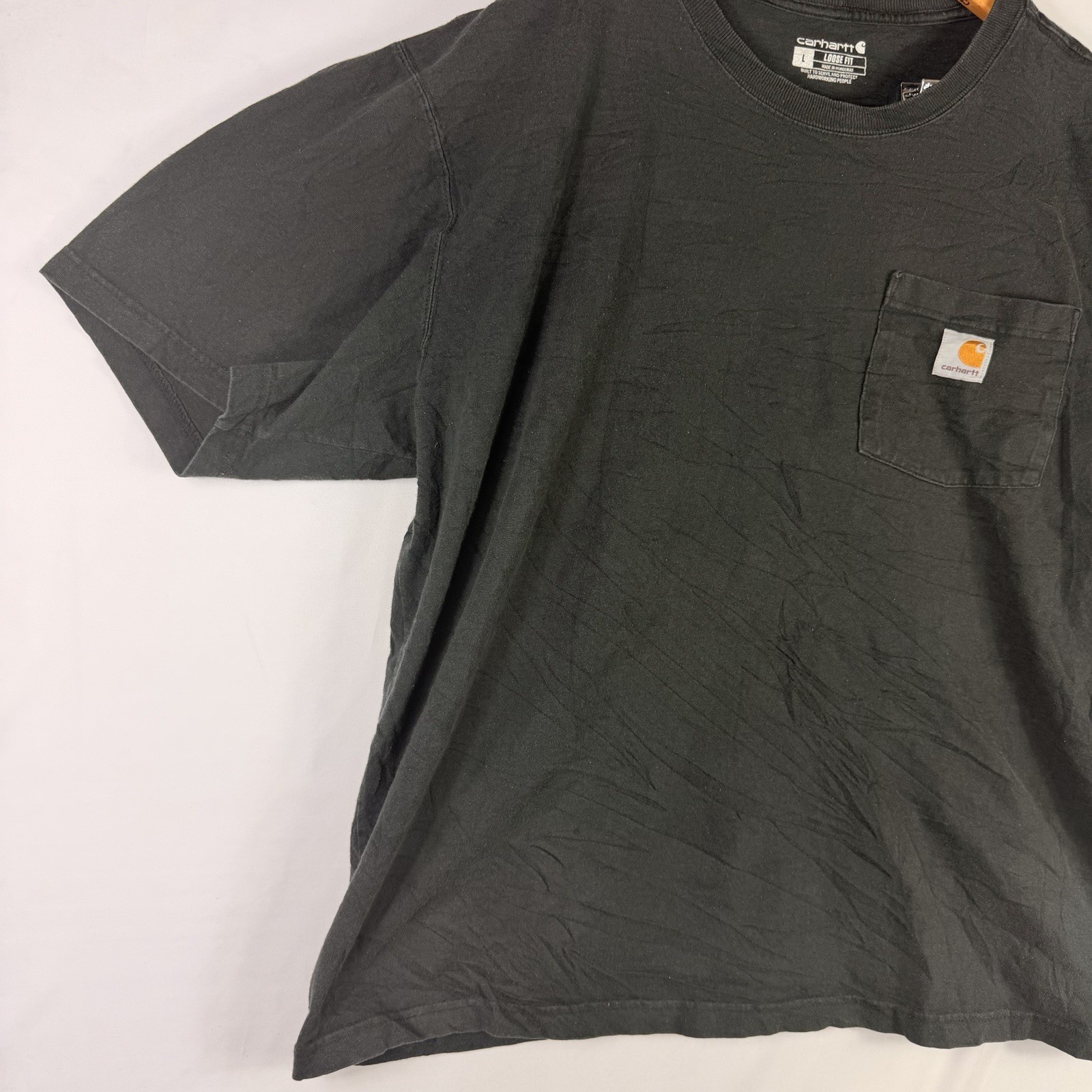Carhartt T-Shirt Men's Large Loose Fit Black Short Sleeve Pocket Tee 100% Cotton gallery