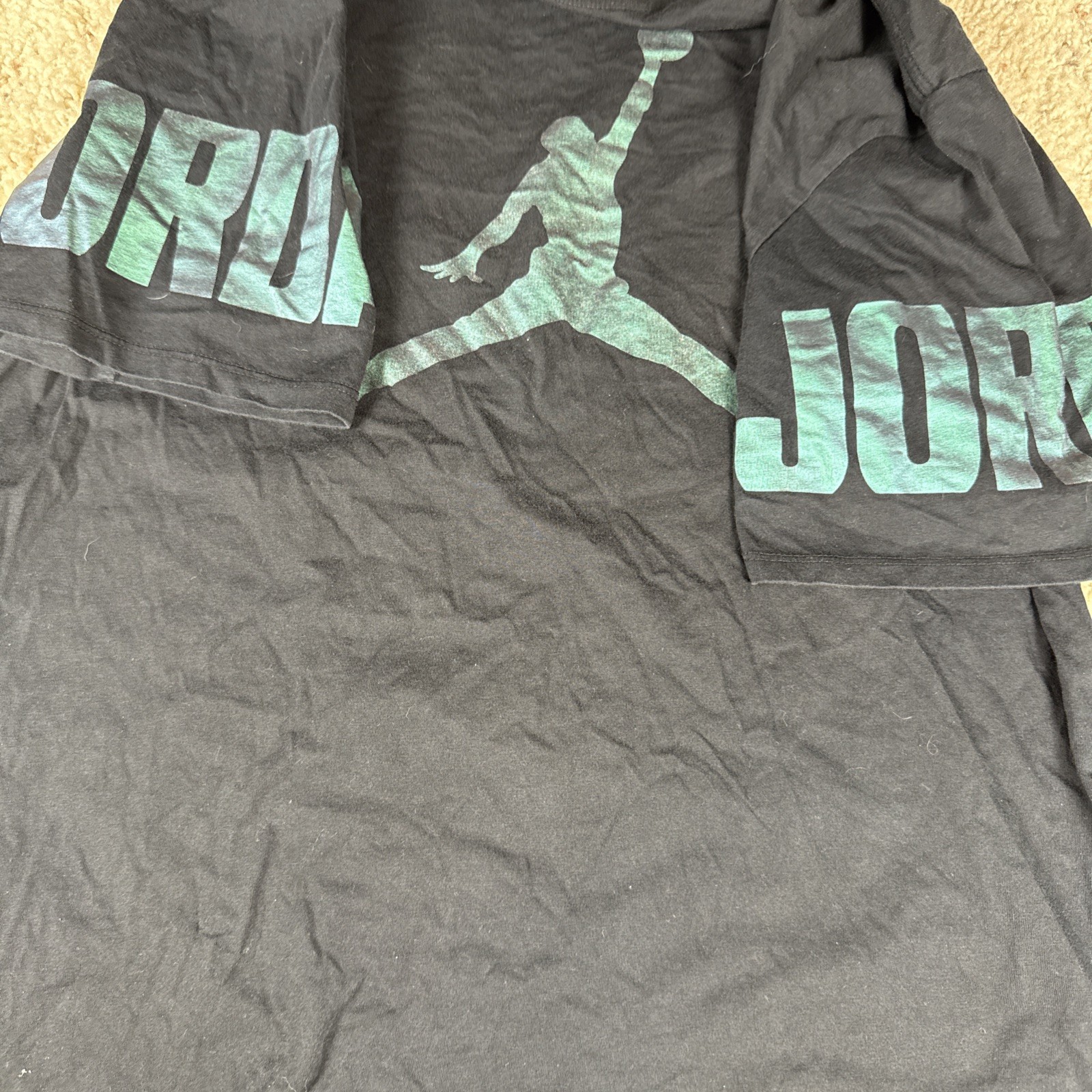 Nike Air Jordan Jumpman Logo Tee Mens T-Shirt Black Green Size L Sportswear Top gallery
