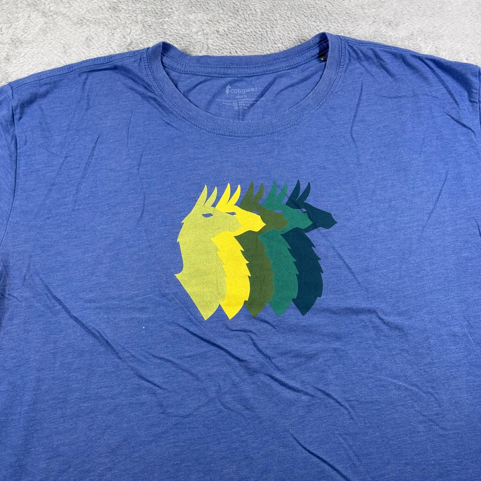 Cotopaxi Shirt Mens XL Blue Llama Graphic Tee Outdoor Hiking Extra Large Hiking gallery