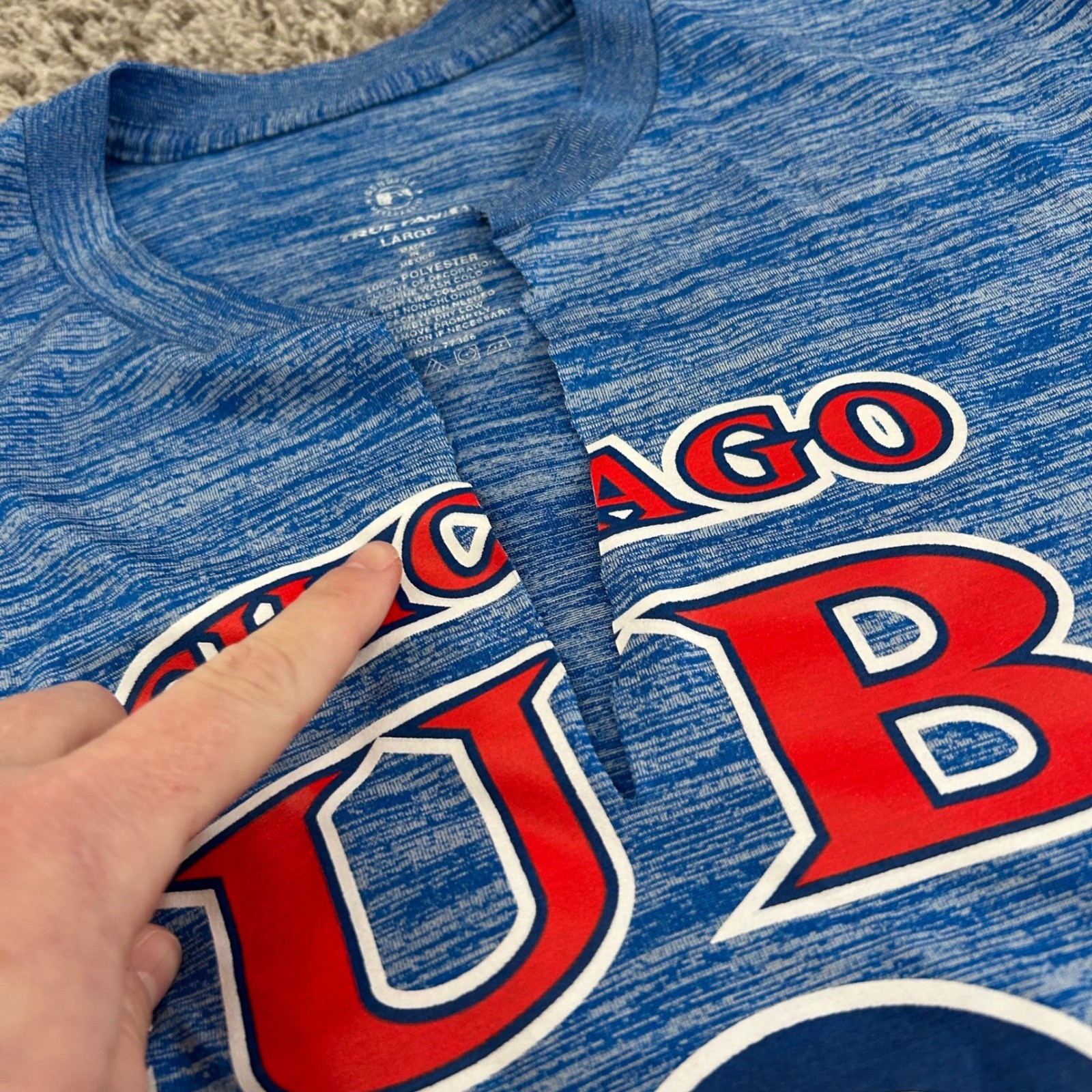 Chicago Cubs Baseball T Shirt Blue Heathered Short Sleeve Mens Large gallery