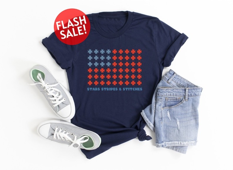 Patriotic Flag Quilt Design Comfort Tee Shirt USA Qu gallery