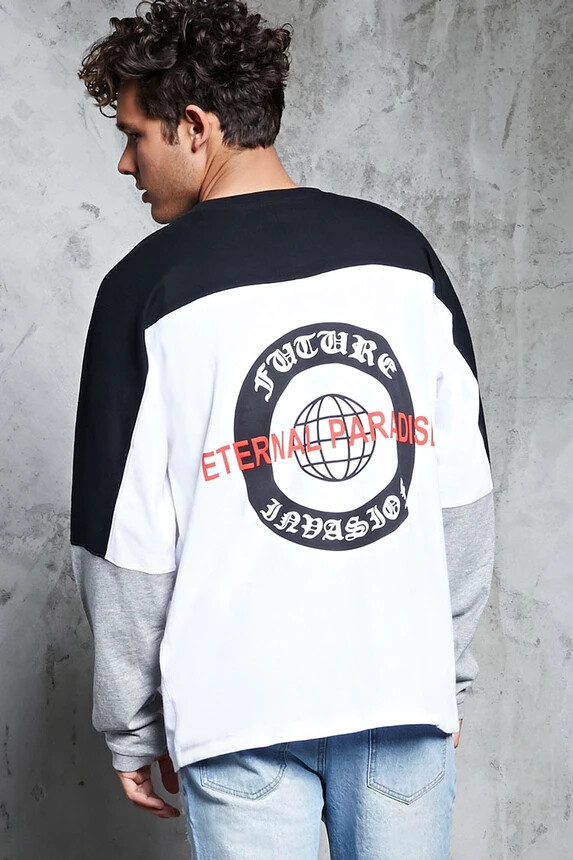Forever 21 Eternal Paradise Black/White Long Sleeve Shirt! (Size in Description) gallery