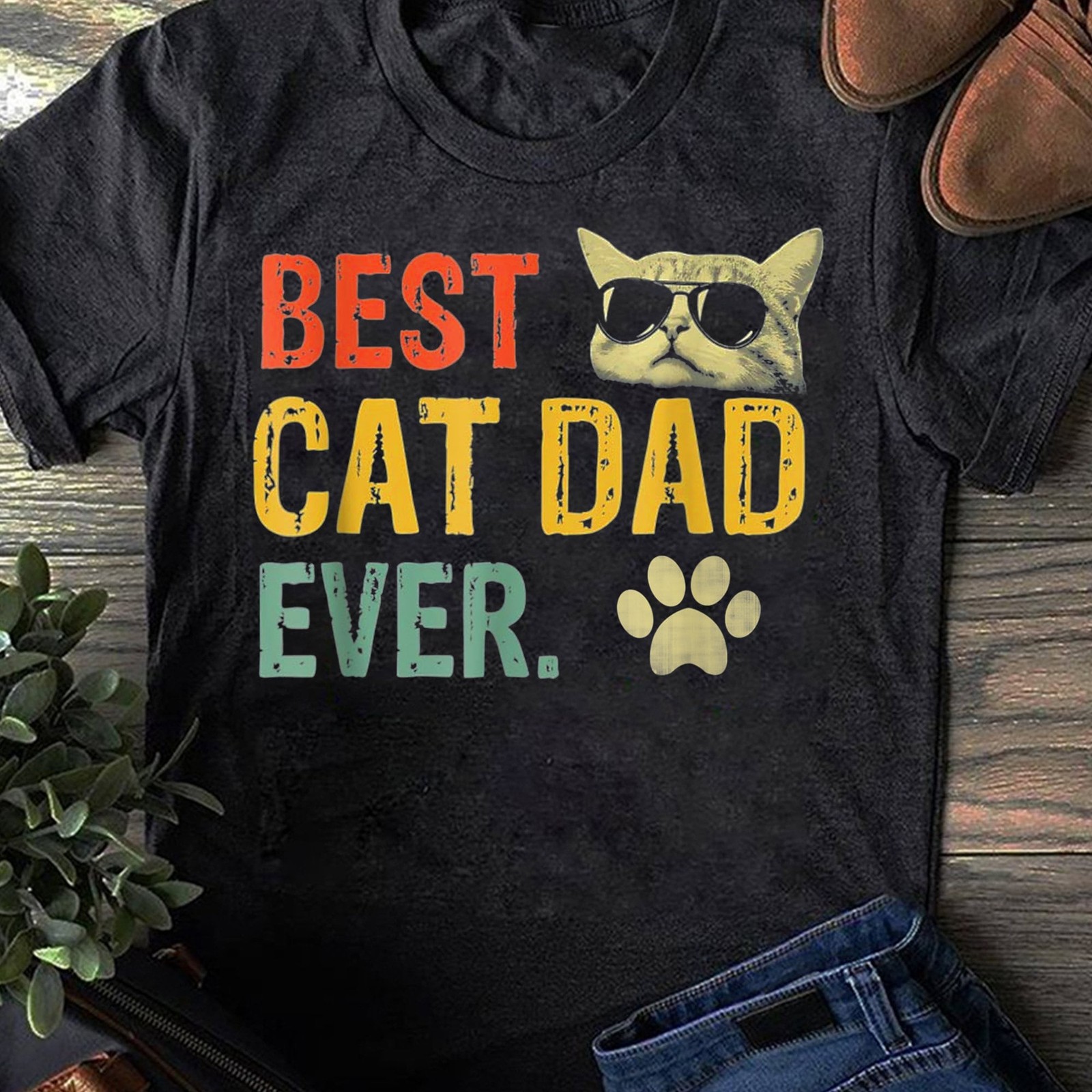 Vintage Best Cat Dad Ever T Shirt Cat Daddy Gift T Shirt Cat Lover Gift Funny Ca