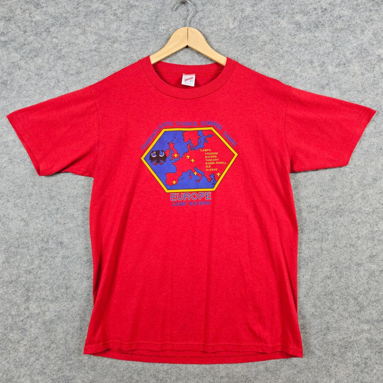 Vintage Jerzees Transatlantic Council Summer Camps Europe T-Shirt Men's Size L gallery