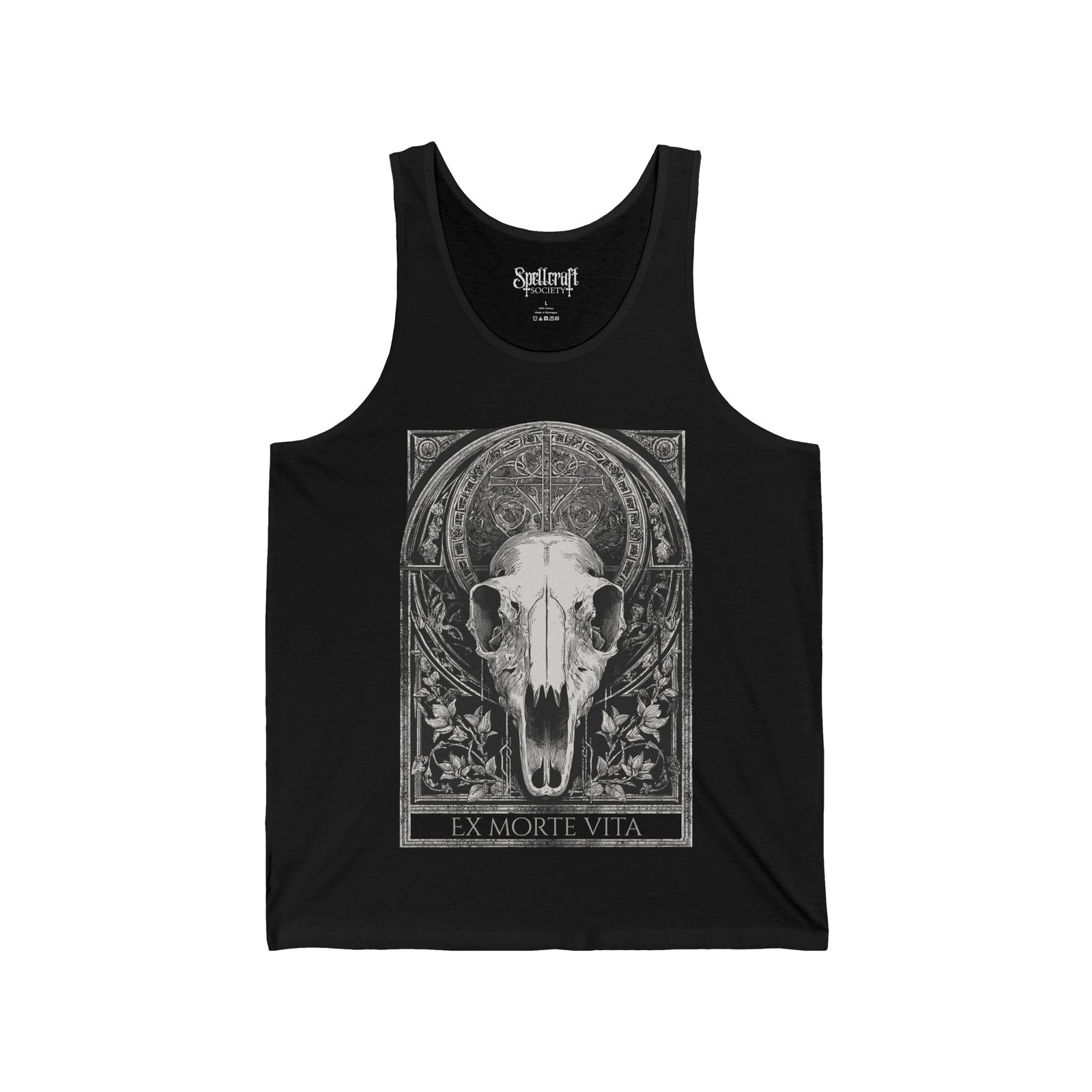 Occult Bull Skull Graphic Tank Top Alternative Goth Shirt Grunge Streetwear Top