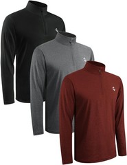 3Pack Quarter Zip Pullover Men Sweatshirts for Mens Long Sleeve Running Athle…