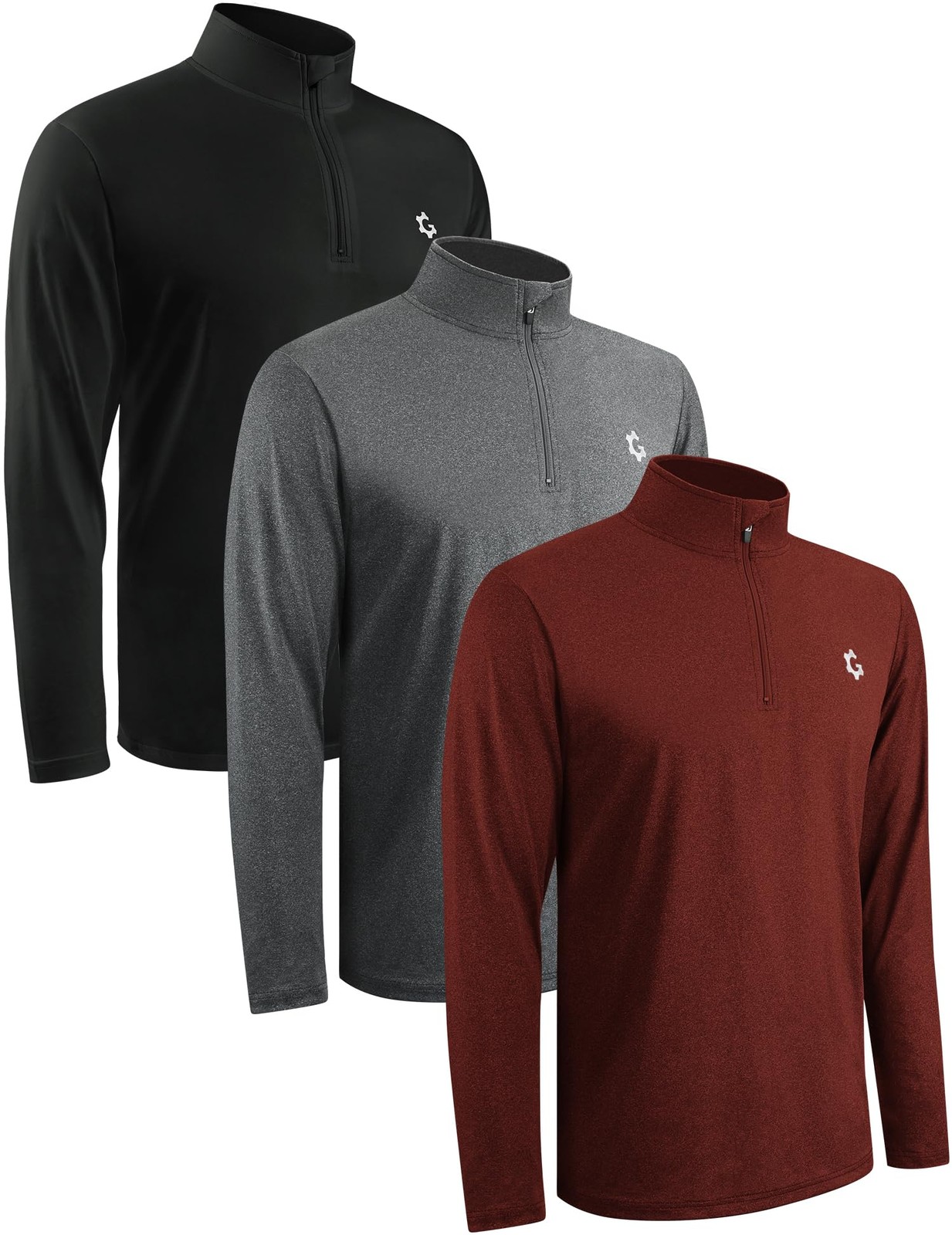 3Pack Quarter Zip Pullover Men Sweatshirts for Mens Long Sleeve Running Athle…