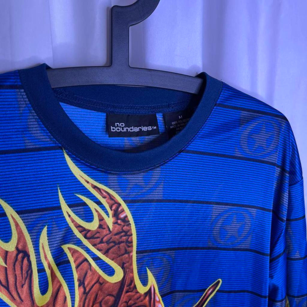 Dragon in Flames polyester see through t shirt by No Boundaries Size Large gallery