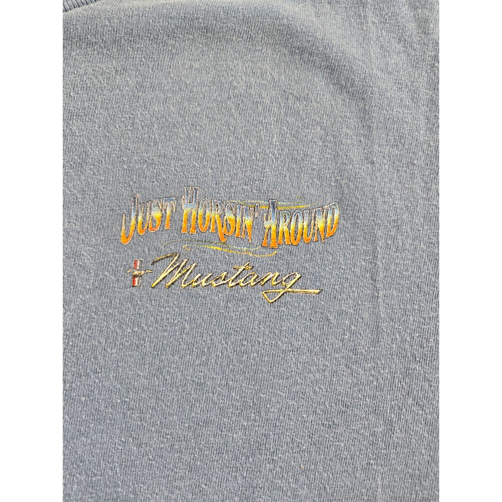 Ford Mustang Just Horsin Around Graphic T-Shirt Mens XL Blue Delta Pro Weight gallery