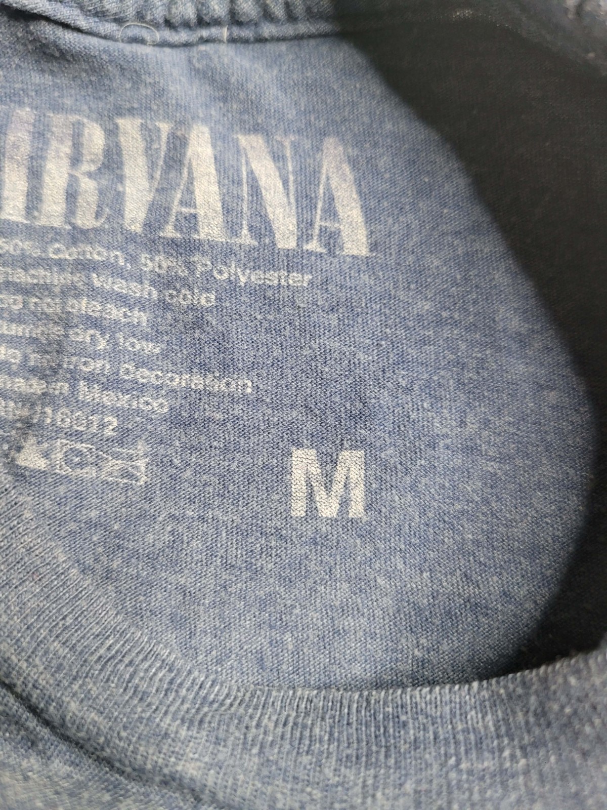 Nirvana Smiley Face Classic Spell Out Blue Yellow T-Shirt Men's Medium gallery