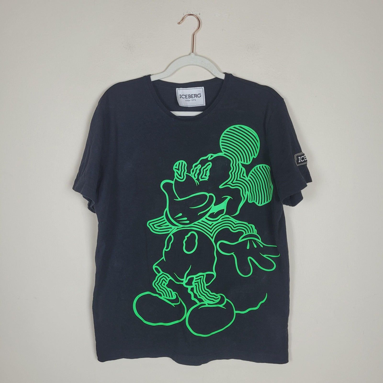 Iceberg T-Shirt Mens Large Black Neon Green Mickey Mouse Disney Cartoon Graphic gallery