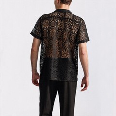 Men’s See Through Button Down Shirt Long Sleeve Sexy Undershirts Tee Tops