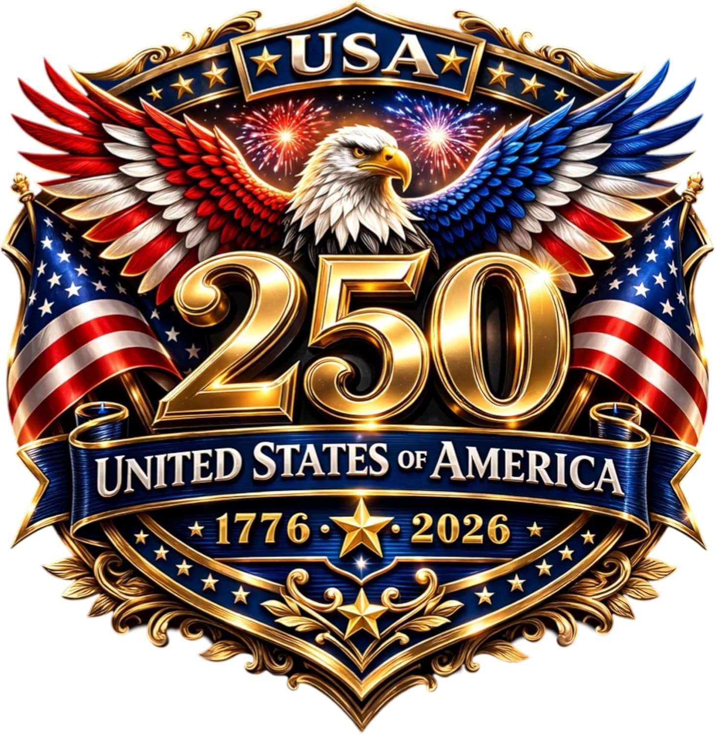 2pcs 250th Anniversary USA Car Decal Sticker, Patriotic Bald Eagle 1776–2026 V gallery