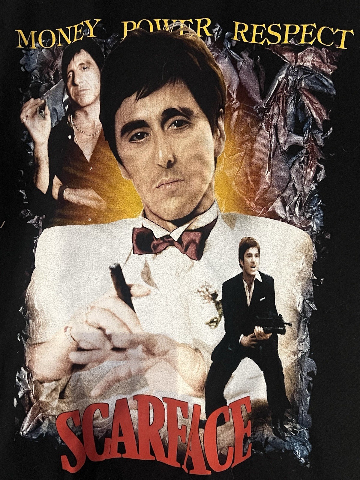 Scarface Vintage T Shirt Money Power Respect Back Hit Large AAA Tag Black MIM gallery