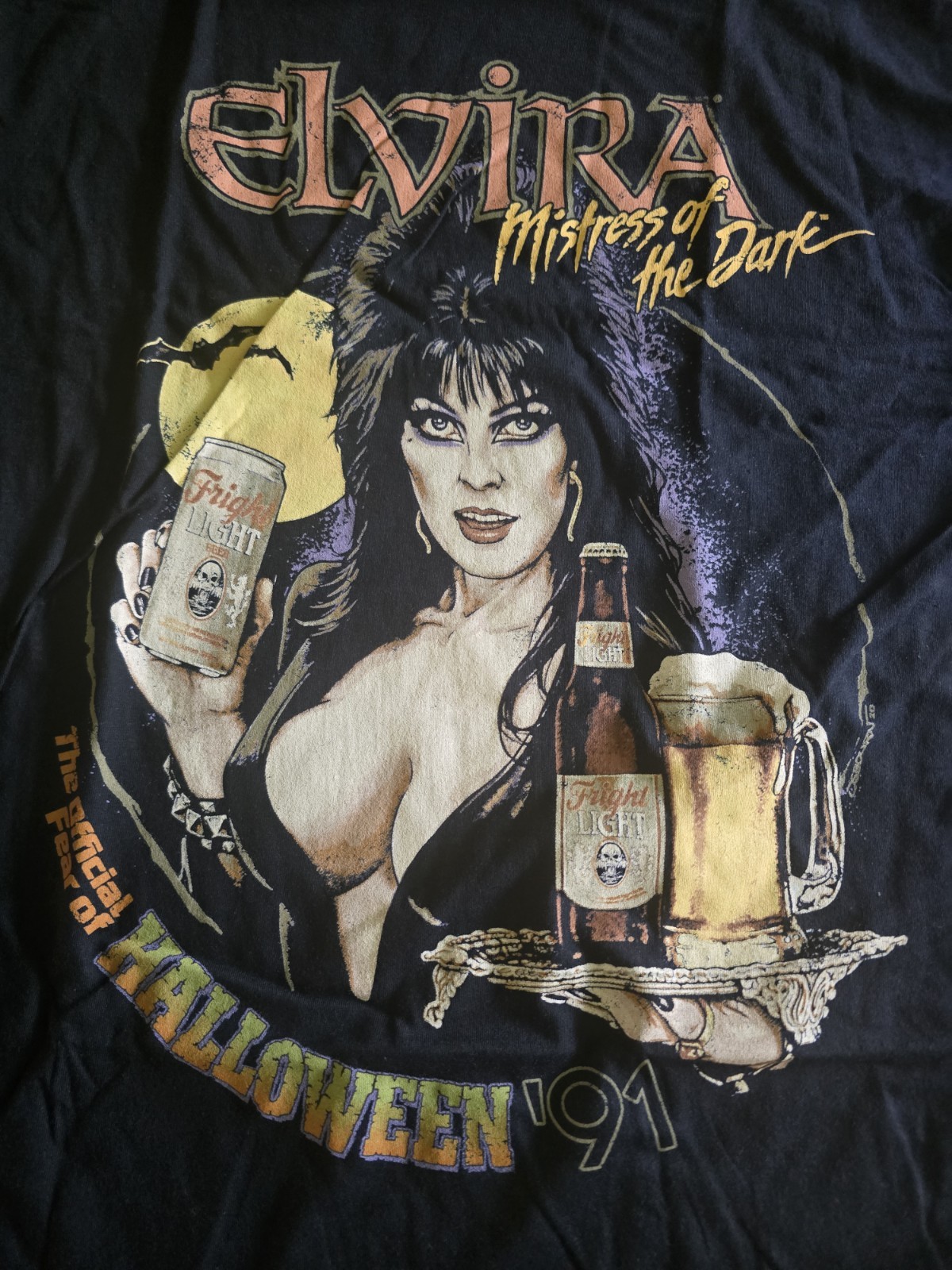 NWOT Official ELVIRA Mistress Of The Dark LIGHT BEER Black SHIRT Fright Rags XL gallery