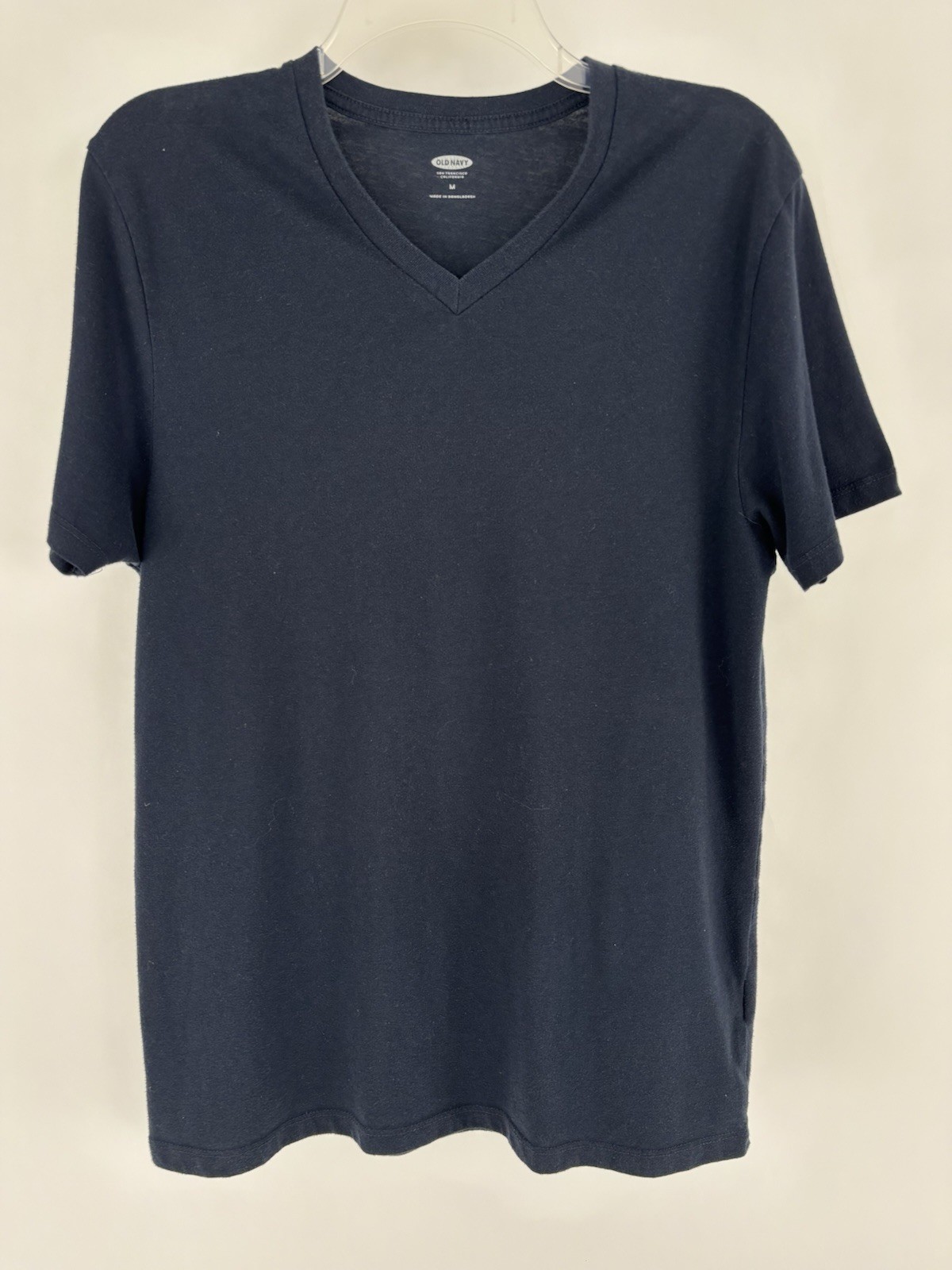 Old Navy Solid Navy Blue V-Neck Neck Short Sleeve T-Shirt Men's Size Medium gallery