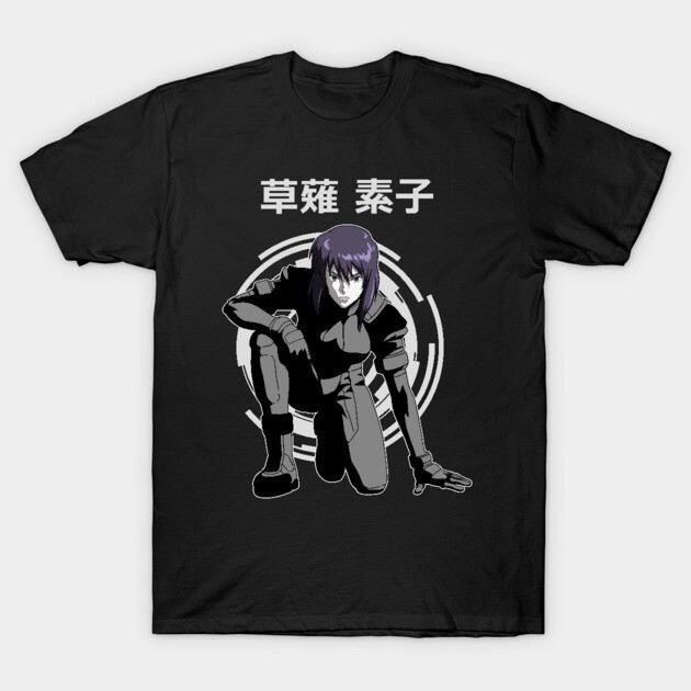 The Major Tee, Motoko Kusanagi Ghost In The Shell Anime Waifu Black T-Shirt V1