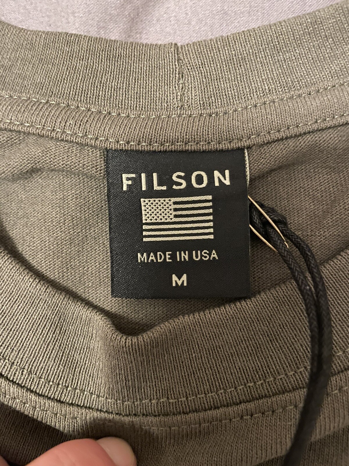 New! $60 Filson Pioneer Graphic Long Sleeve T-shirt Mens Sz M Made In USA. Olive gallery