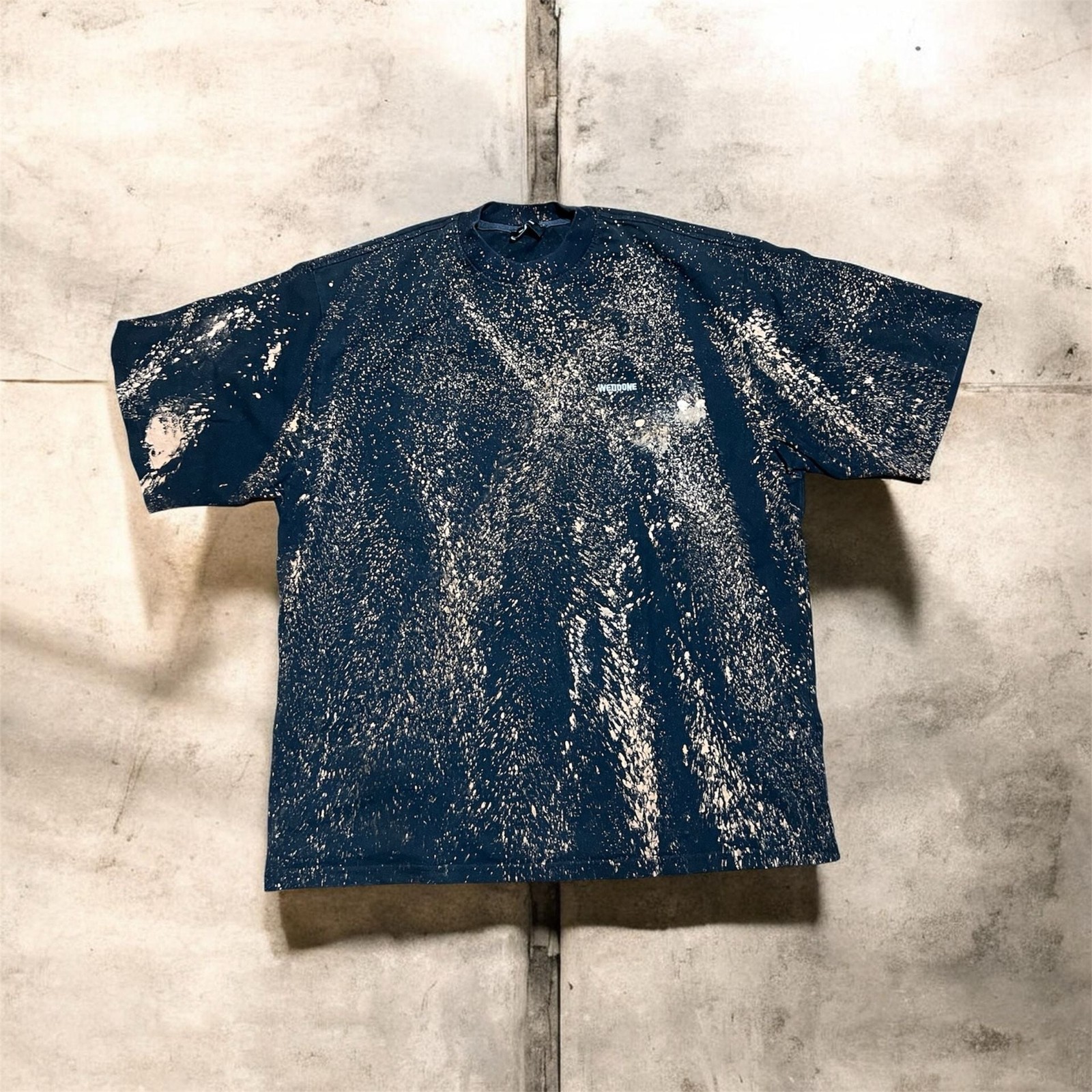 WE11DONE SS 2020 Multi-Bleach Splatter Logo Oversized T-Shirt gallery