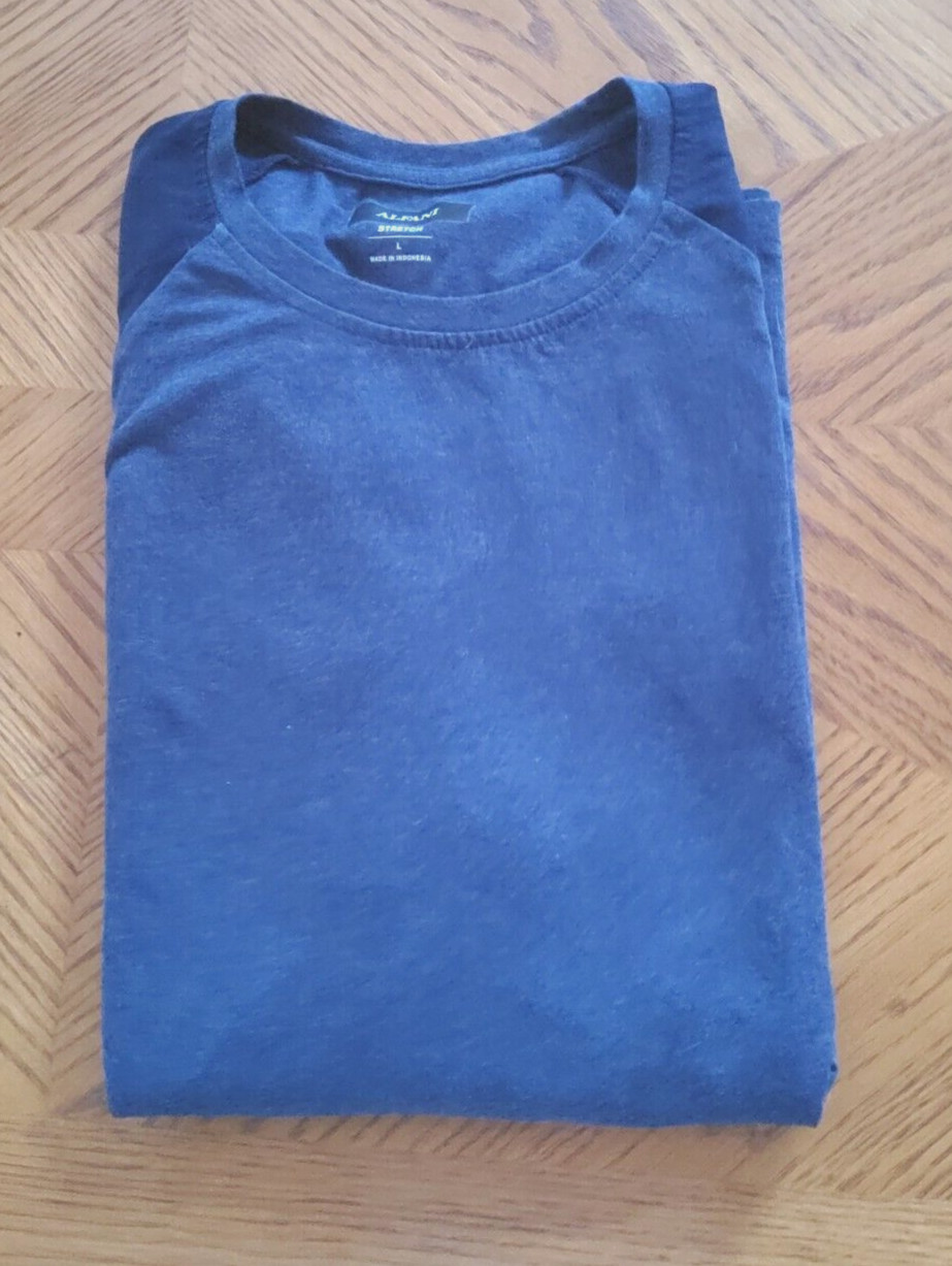ALFANI MENS EASY CARE COLORBLOCK T-SHIRT-LARGE-BLUES-CREW NECK-LONG SLEEVES-*NEW gallery