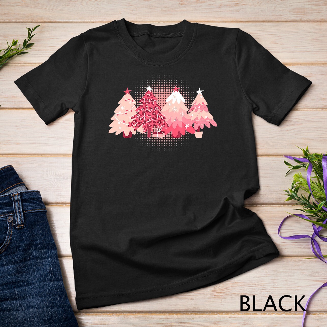 Pink Christmas Trees T-Shirt Unisex T-shirt gallery