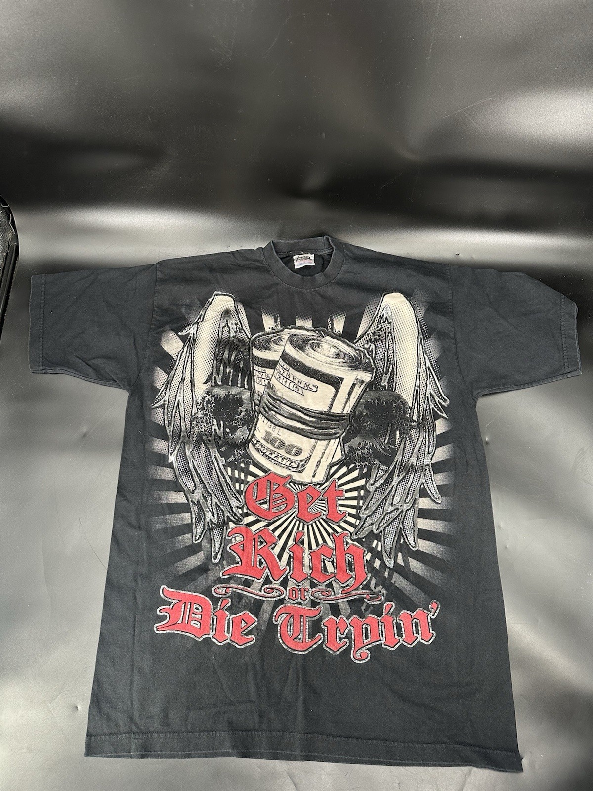 Y2K Pro T Max Heavy 2X-Tall Get Rich Or Die Trying Money Wings Black