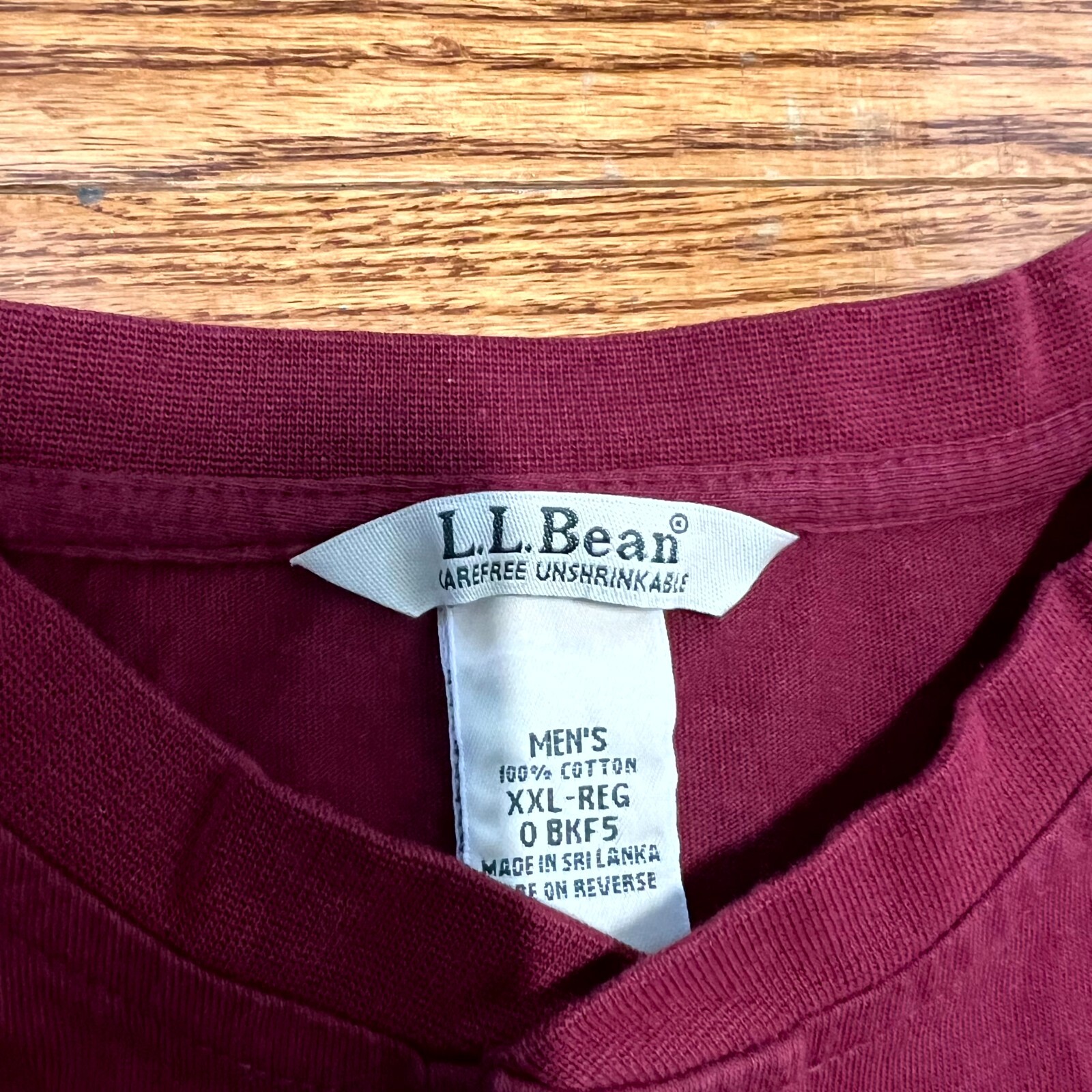 L.L. Bean Shirt Mens 2XL XXL Maroon Carefree Unshrinkable Henley Pullover Cotton gallery