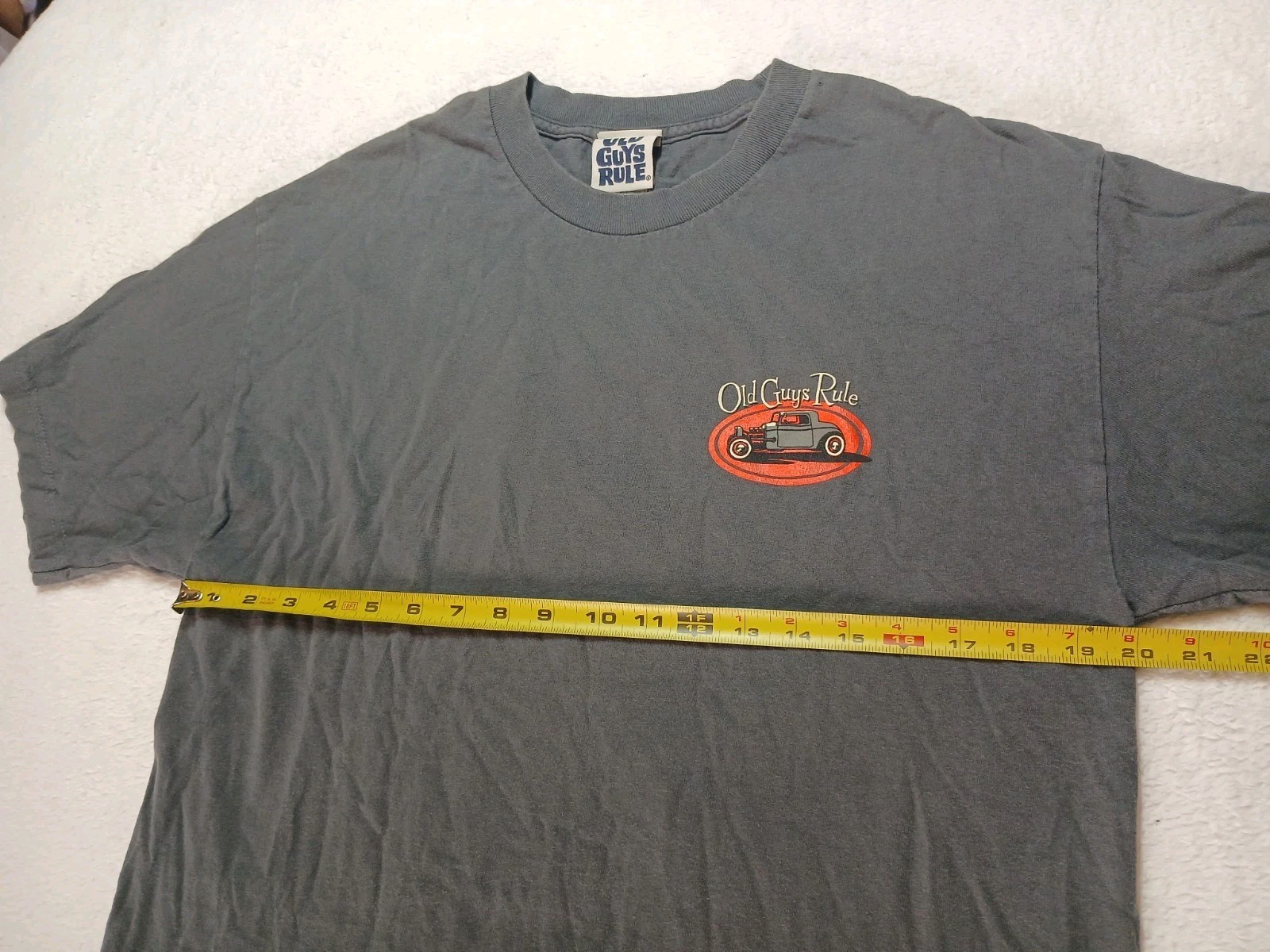 Old Guy Rules Mens Large Gray Crew Neck T Shirt Graphic Hot Rod Rust We Trust gallery