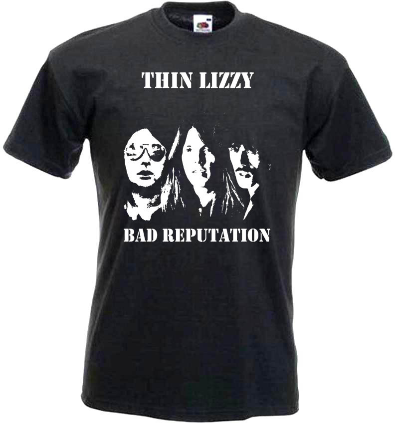 Thin Lizzy Bad Reputation v2 T-shirt hard rock black graphite all sizes S-5XL