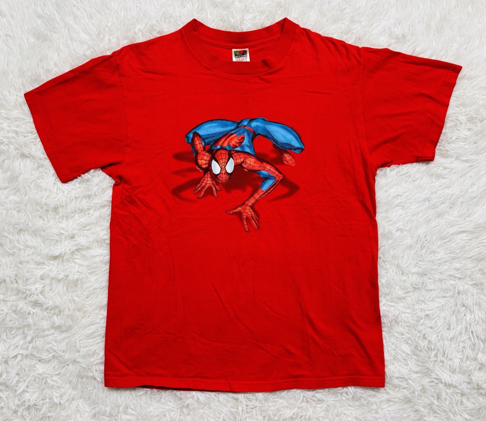 Vintage Spider-Man T Shirt L Red Double Sided Y2K Marvel Fruit of the Loom 2000s
