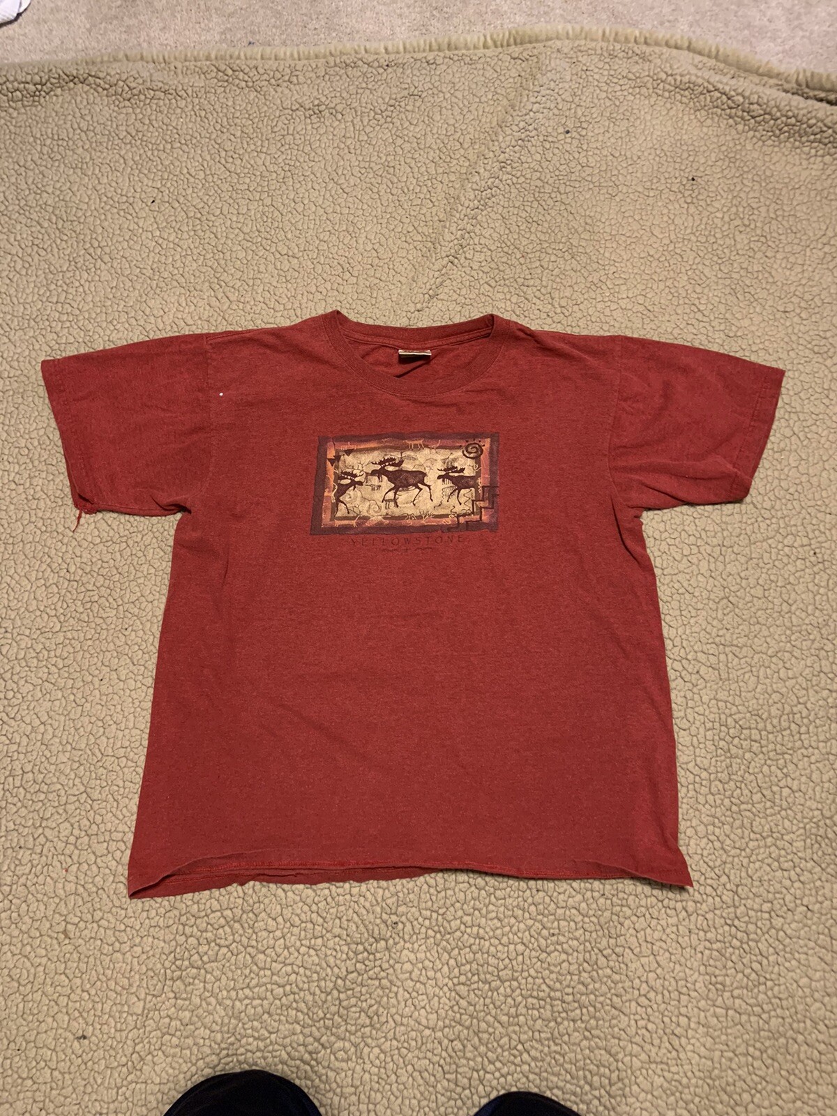 Vintage Eco Mountain Red Alaska Graphic Crew Neck T-Shirt Adult Size L gallery