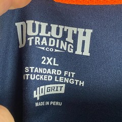 Duluth Trading 40 Grit Standard Fit Long Sleeve Pocket Tee 2XL Navy Untucked