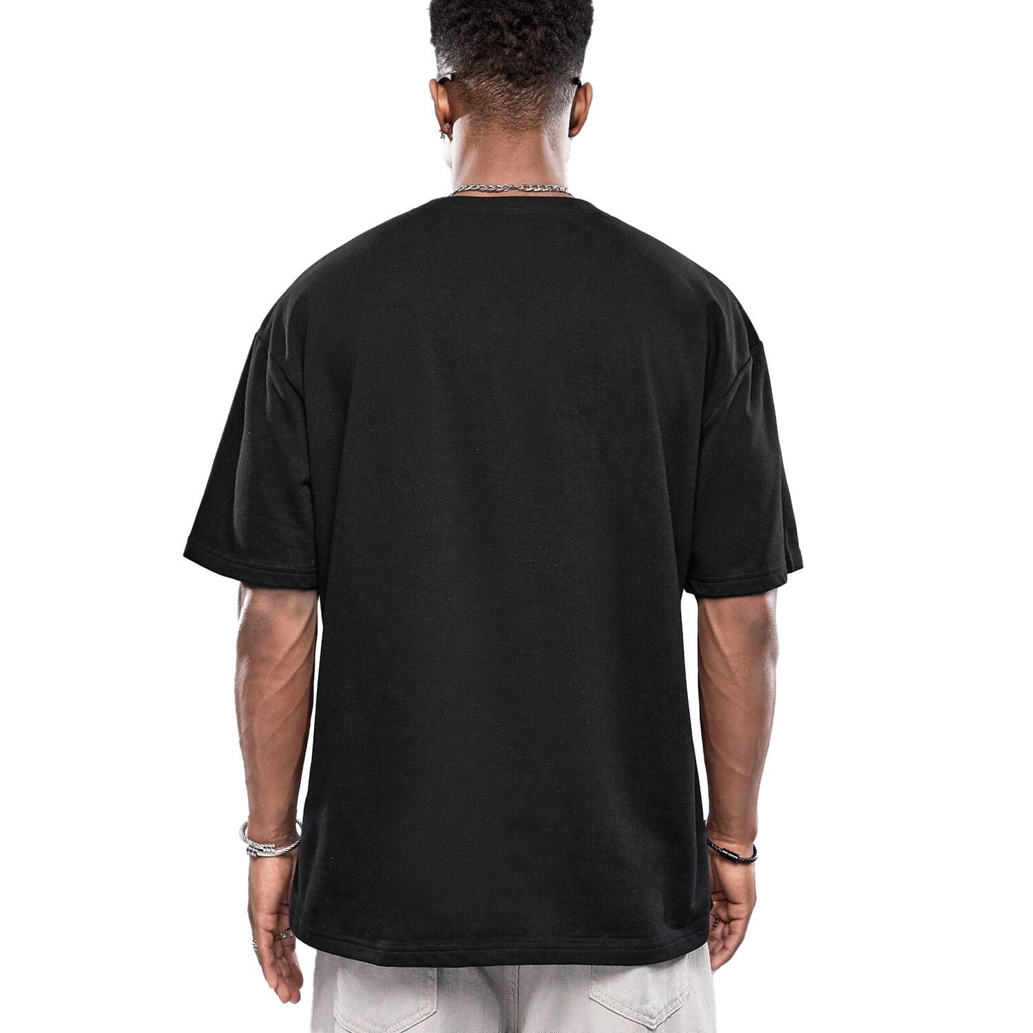 New Men's Heavy Short Sleeves Cotton Plain Crew Neck T-Shirt Casual Black M-XL gallery
