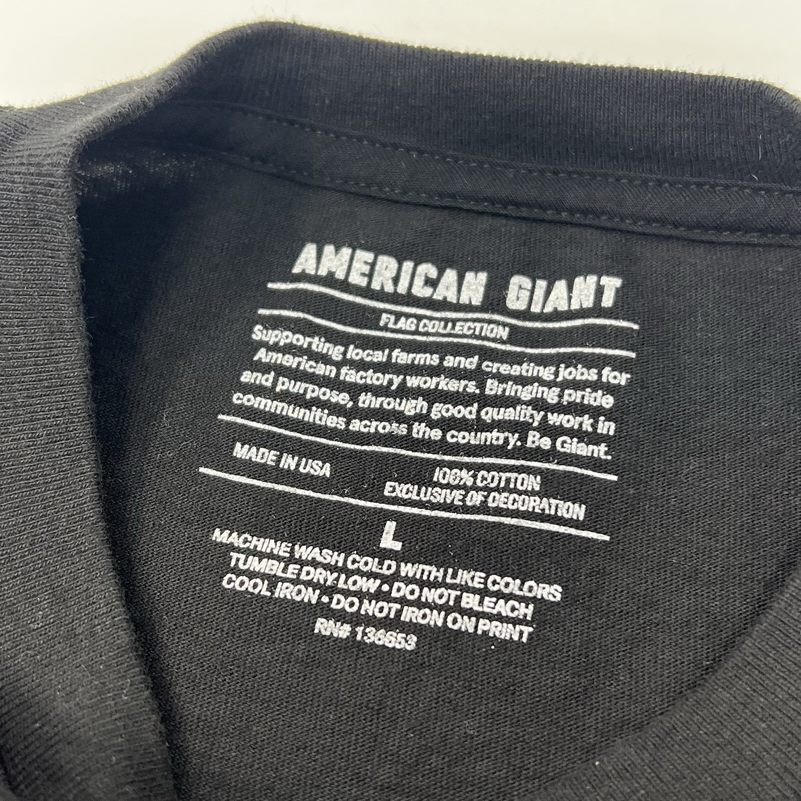 American Giant Flag Collection Shirt Short Sleeve USA American Made Black Large gallery