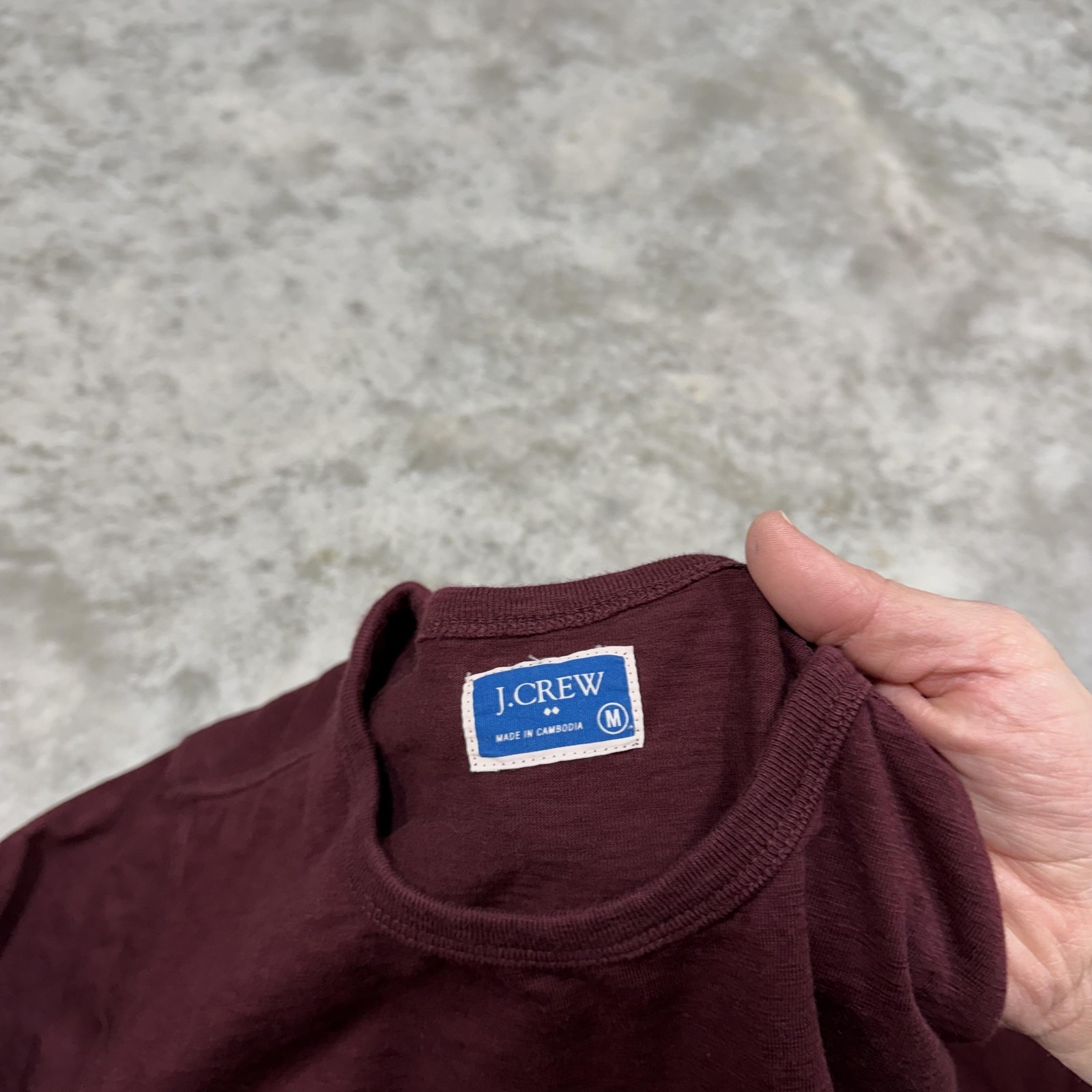 J.Crew Shirt Mens Medium Red Long Sleeve Solid Crewneck Casual Tee Fall Winter gallery