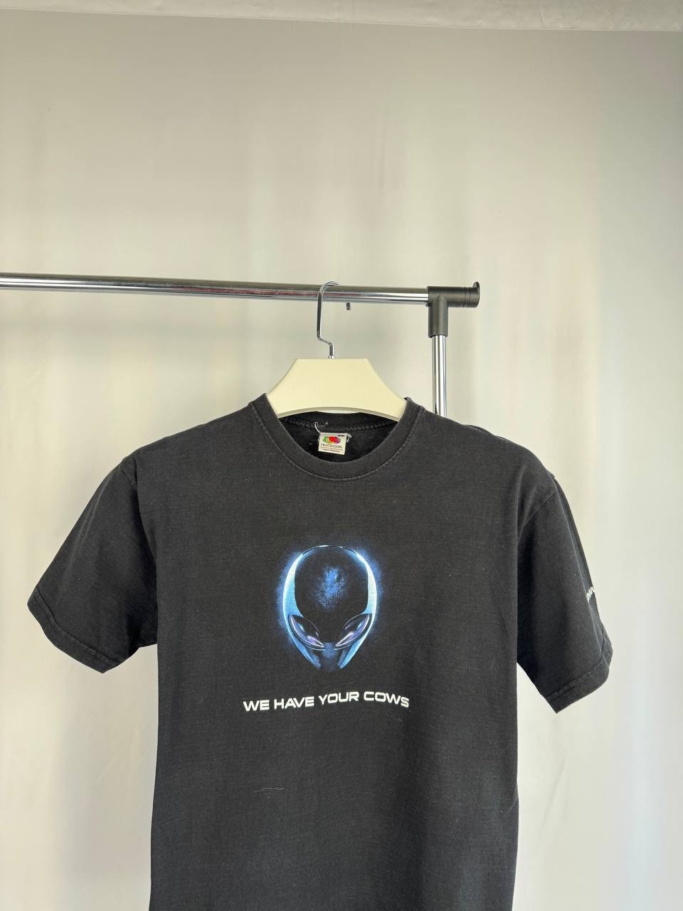 Y2K Alien Graphic T Shirt Black Sci Fi Cyber Tee We Have Your Cows Size :M Rare gallery