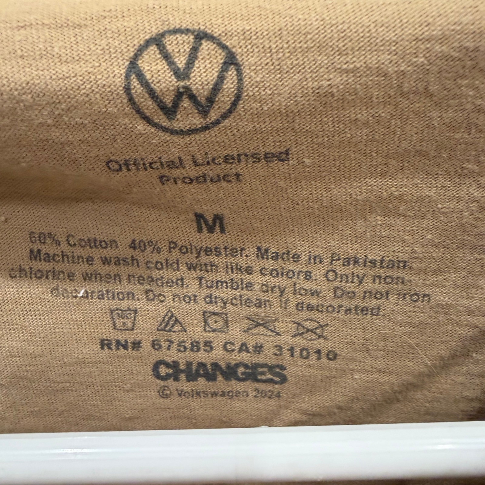 Volkswagen Save Gas Drive a VW Beetle Graphic T-Shirt Tan Mens Medium gallery