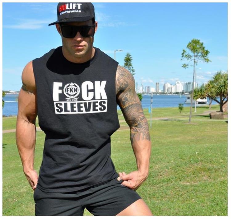Men Fitness Bodybuilding cotton Tank Top Vest sleeveless shirt muscle undershirt gallery