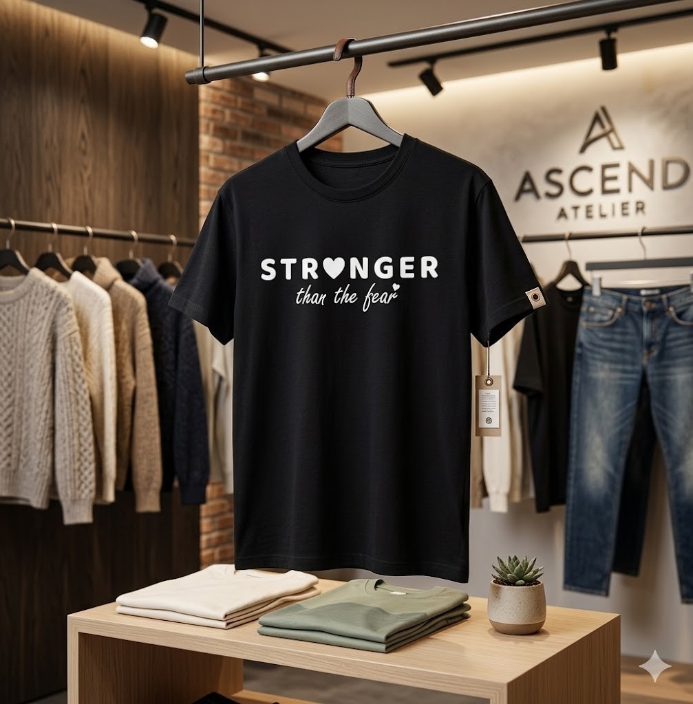 Stronger Than Fear Men Women Message Saying Quote Positive T-Shirt - H089 gallery