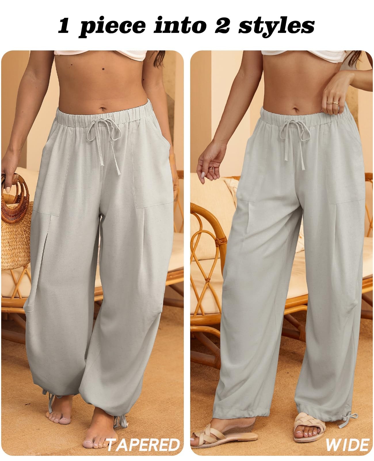 Plus Size Linen Pants for Women, Womens Drawstring Cotton Linen Pants Casual ... gallery