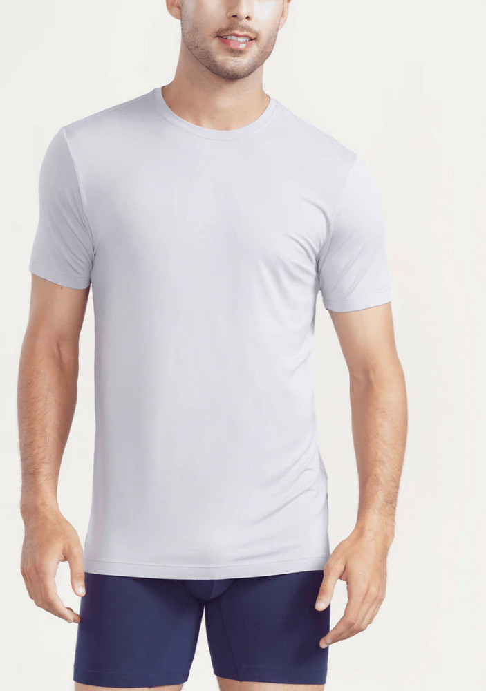 David Archy White Bamboo Blend Basic Tee XXL Minimalist Neutral Everyday Natural
