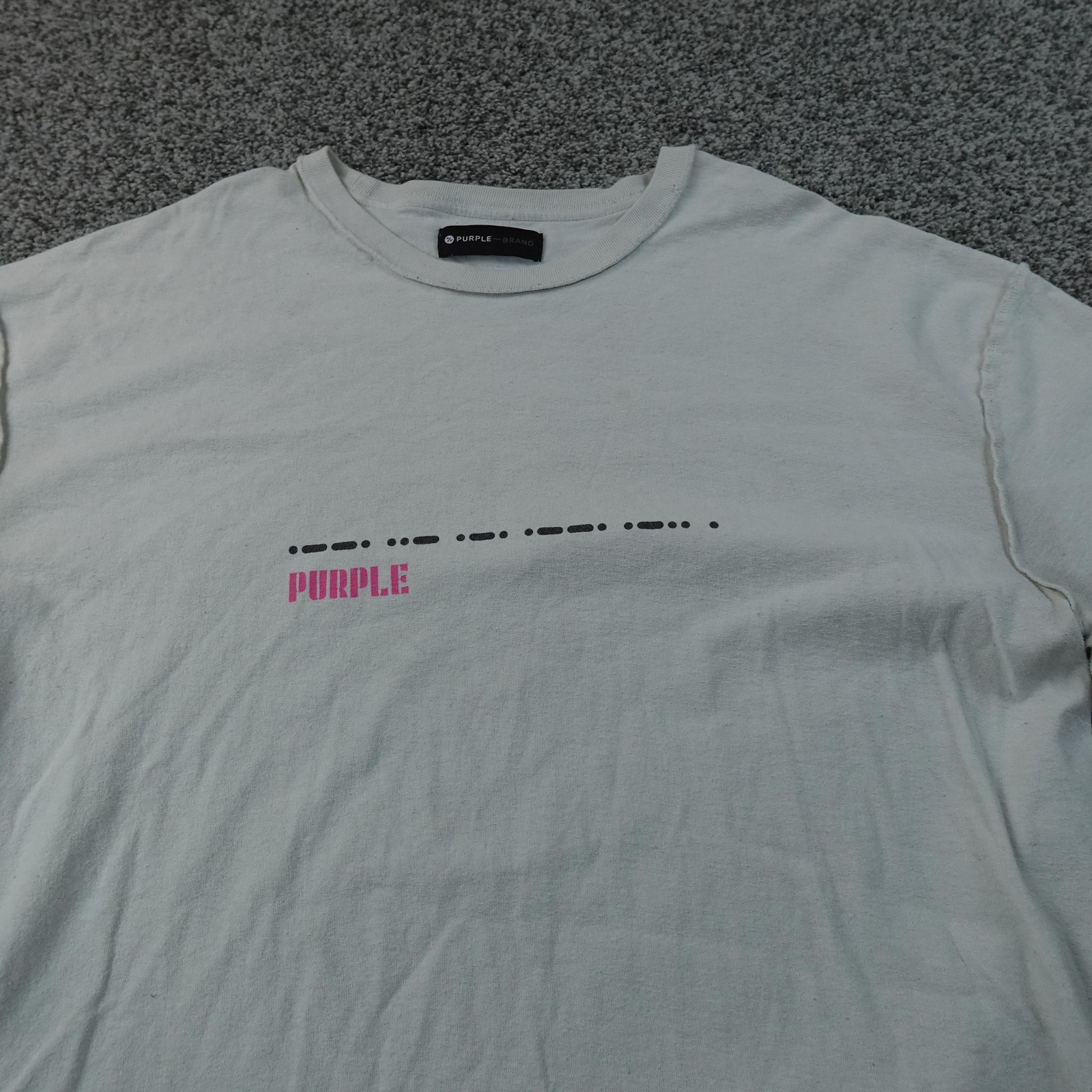 Purple Brand Shirt Mens XL Gray White Short Sleeve Graphic Logo Tee T-Shirt Top gallery
