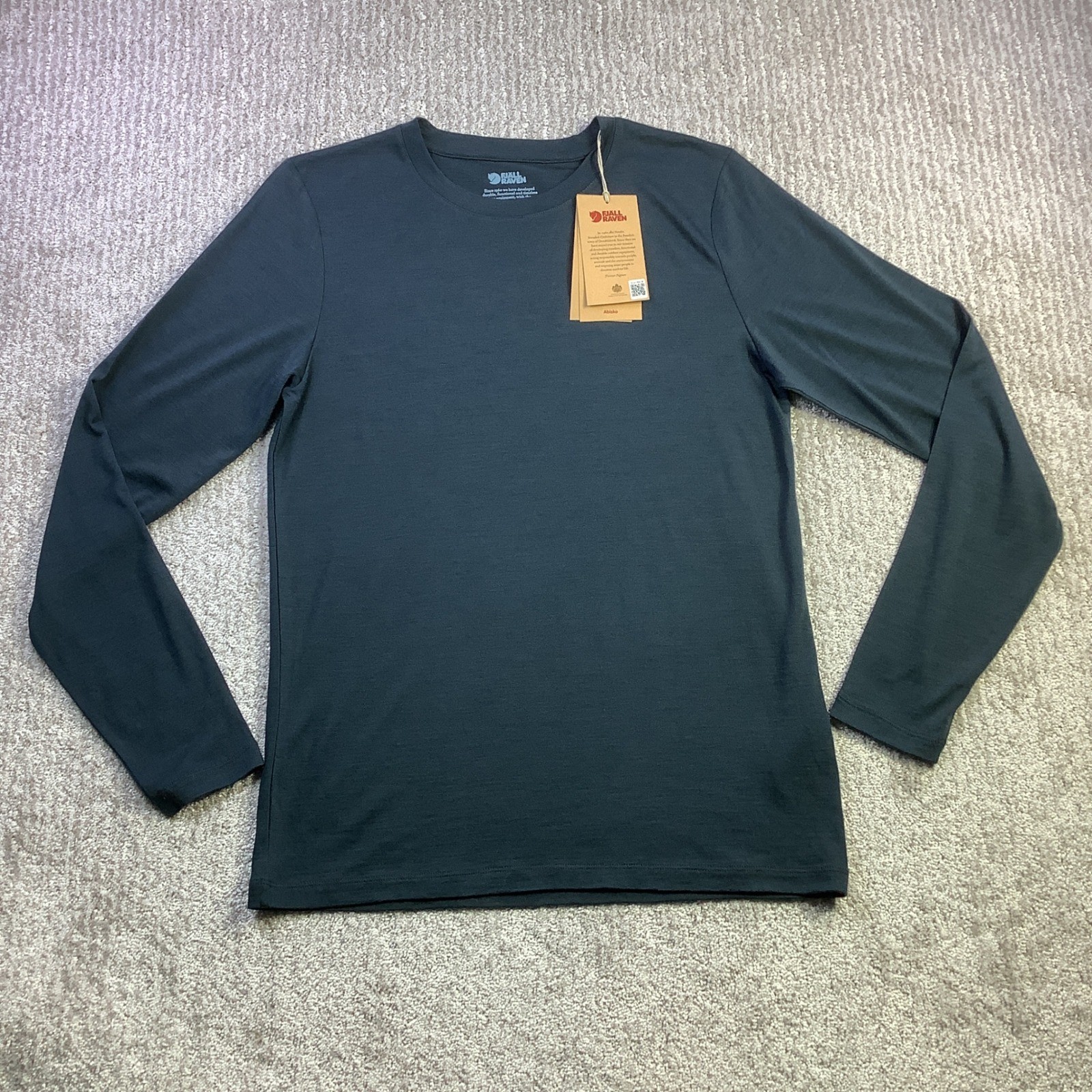 Fjallraven Abisko Wool Mens Dark Navy Long Sleeve Trekking Shirt Size S NWT gallery
